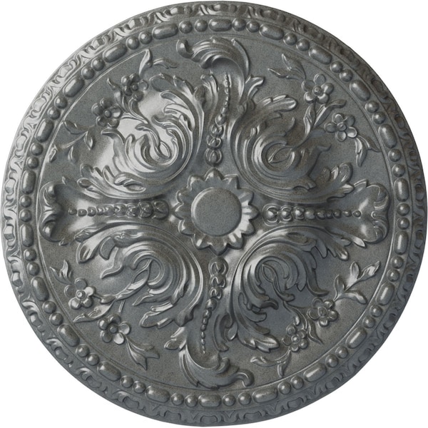 Ekena Millwork Amelia Ceiling Medallion (Fits Canopies up to 2 3/8"), Hand-Painted Platinum, 19 5/8"OD x 3/4"P CM20AMPLS - main
